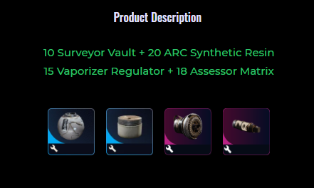 MMOJUGG ARC Raiders [High-Gain Antenna Material] Foundation 3 Details View of Item Function and Use